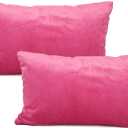 YOUR SMILE Pack of 2 Velvet Pure Color Pillow Covers Decorative Square Pillowcase Soft Solid Cushion Case for Sofa Bedroom Car (Pink, 12''x20'')