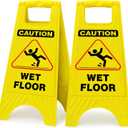 Caution Wet Floor Sign, 24 Inch Folding A Frame Double Sided, 2 Pack
