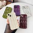 Caseative for iPhone 15 Case,Water Ripple Pattern Curly Wave Frame Soft Phone Case (Wine Red)