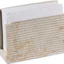 Natural Travertine Textures Napkin Holder, 6 Inches Paper Napkins Holder for House, Party, Restaurant, Hotel, Cafe, Bar, Paper Napkin Storage Dispenser for Dinner Table, Kitchen Countertop (Beige)