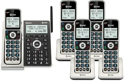 AT&T BL31072 2Handset DECT 6.0 Cordless Home Phone with Bluetooth, Answering System, Smart Call Blocker, Extended Range, 2" Backlit Screen, Lighted Keypad with Big Buttons, Caller ID & Call Logs