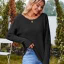 Women Off The Shoulder Sweater Batwing Long Sleeve Loose Fit Knit Pullover Tops Casual Fall Jumper Tops 2024 (Black, XL)