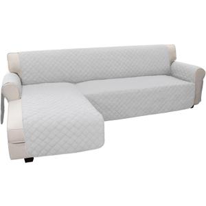 Easy-Going Sofa Slipcover L Shape Sofa Cover Sectional Couch Cover Furniture Protector Mat for Pets Dog Cat (Large,Light Gray/Light Gray)