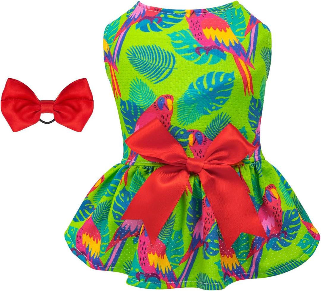 CuteBone Dog Mesh Dress Puppy Sundress Pet Outfit Summer Fashion for Small Dogs Girl Cat Clothes BF24M (Medium, Jungle Series)