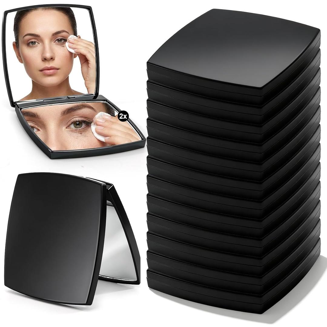 ZOOFOX 12 Pack Compact Mirror Bulk, Double-Sided 1X/2X Magnification Travel Makeup Mirror, Small Folding Mirror for Purse, Gift, Travel Essentials