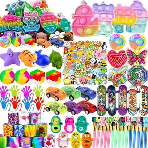 118 Pcs Party Favors for Kids, Pop Fidget Treasure Box Toys, Classroom Prizes, Pinata Filler Goodie Bag Stuffers, Treasure Chest Carnival Prizes, Prize Box Bulk Toys for Boys Girls 48
