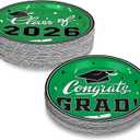 Graduation Party Supplies 2026 Graduation Party Dinnerware Green Disposable Paper Plates for Congrats Grad Party Decorations, Serve 80