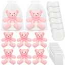 6 Sets Bear Blindfolded Diaper Changing Coed Baby Shower Games Kit Baby Dolls Bears Diapers for Bridal Shower Gender Reveal Games Prizes Gifts for Adults Boys Girls (Pink)