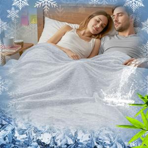 Waterproof Cooling Blanket for Couples 80 x 80 Inch Queen Size Summer Blanket Soft with Rayon Derived from Bamboo Lovers Blankets for Hot Sleepers(Gray)