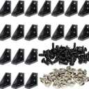 20 Sets 2020 Aluminum Extrusion T Slot Corner Bracket 20 Series Extruded Hardware 90 Degree Right Angle Connector with M5 Bolts Nuts for 20/20 80 20 2040 T V Slot Black Aluminum Profile