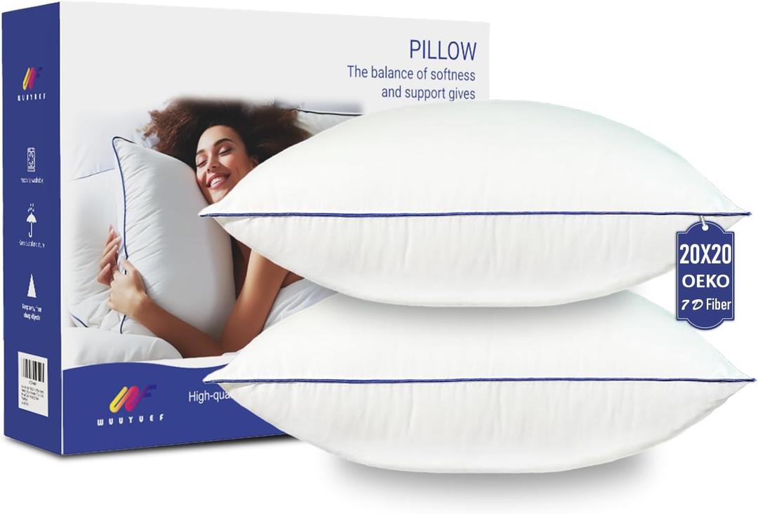 20x20 Pillow Inserts Set of 2, Machine Washable Soft Fluffy Hypoallergenic Virgin Polyester Premium Throw Pillow Stuffer, Decorative Cushion for Bed, Couch, Sofa,Indoor - White