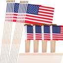 Batiyeer 100 Pcs Small American Flags on Sticks 8 x 12 Inches Little American Flags for Outside Little Us Stick Flags with Handheld and Grounded Multi Purpose Flagpole for 4th of July Veterans Day
