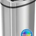 iTouchless 13 Gallon Oval Touchless Sensor Can with Odor Filter, Fingerprint-Proof Stainless Steel, 50L Automatic Kitchen Garbage Bin, Smart Hands-Free Motion Lid, Quiet Soft-Close (Light Silver, Black)