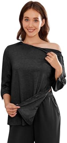 Deyeek Post Shoulder Surgery Shirts for Women Tear Away 3/4 Tops After Rotator Cuff Shirts Chemo Port Adaptive Clothing, Size: L