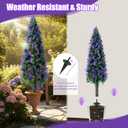 3.3FT Artificial Lavender Topiary Trees Set of 2 with Spike, UV Resistant Fake Plants Bushes, Tall Faux Shrubs for Outdoor Indoor Planter, Outside Realistic Evergreen Front Yard Porch Decor