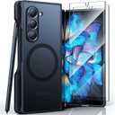 TORRAS Upgraded Magnetic Shockproof for Samsung Galaxy Z Fold 6 Case with S Pen Holder, [Fit for Magsafe] [Screen Protector Added] [Military Grade Drop Tested] Phone Case for Samsung Z Fold 6, Black