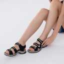 UBFEN Womens Hiking Walking Sandals - Arch Support Open Toe Adjustable Strap Sandals Comfortable Sport Outdoor Shoes (8, Black)