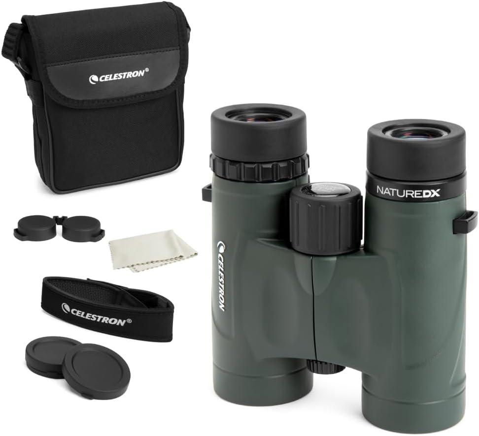 Celestron - Nature DX 8x32 Binoculars  Ideal for Birding and Outdoors  32mm Objective Lenses  Wide 7.4 Field of View  BaK-4 Prisms  Fully Multi-Coated  Waterproof and Fogproof