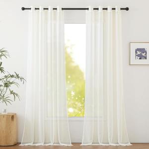 NICETOWN Beige Sheer Long Curtains 102 inches, Grommet Elegant and Airy Window Treatments Translucent Lightweight Drapes for Living Room/Bedroom, 2 Panels, W54 x L102