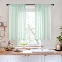 BGment 40 Inch Length Sage Green Linen Curtains for Short Window - Rod Pocket Light Filtering Drapes Natural Textured for Cafe Bedroom Decorative Lightweight Rustic, 2 Panels Set, 42 X 40 Inch