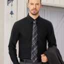 Alimens & Gentle Men's Dress Shirts Long Sleeve Wrinkle Free Stretch Business Casual Wedding Button Down Shirt (Black, S)