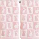 2 x Quera 2 Pack Easter Hand Towels White Pink Rabbit Bunny Checkered Spring Bathroom Decorative Towels Set for Bath,Kitchen,Bar,Gift,13.7'' x 29.5'', Medium