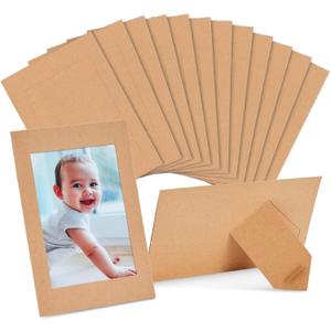 Juvale Kraft Paper Picture Frames - 4 x 6 in Brown - 50-Pack DIY Craft Frames - Tabletop Photo Easels - Customizable Display