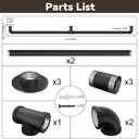 Bar Foot Rail Kit 4ft, Matte Black Bar Foot Rest Brackets with Internal Connector and End Caps, Galvanized Steel Complete Undercounter Combination Mount