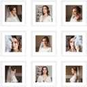 10x10 Picture Frame Set of 9, Display Pictures 8x8 with Mat or 10x10 without Mat, Multi Collage Gallery Square Photo Frames for Wall or Tabletop, White