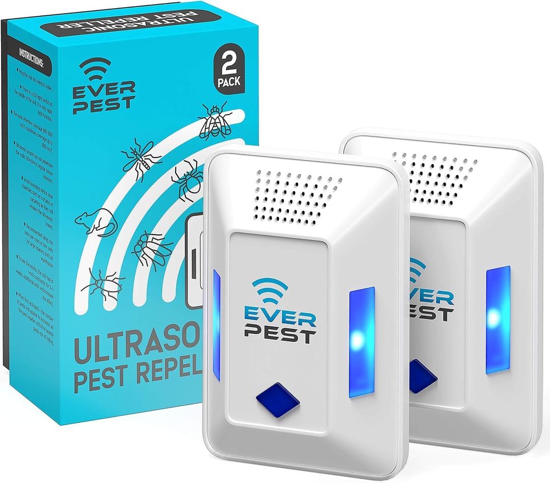Ultrasonic Pest Repeller Plug in - 2 Pack Device Repels Cockroach Cricket Bug Flea Fruit Flies Deterrent, Ultrasound Insect Mice Roach Rat Scorpion Bat Squirrel Rodent Spider Wasp