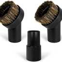 3PCS Horse Hair Brush Vacuum Attachment Set - Black Round Horse Hair Vacuum Attachments & Brushes - Shop Vac Brush Attachment for Most Vacuum Cleaners Accessories - 1 1/4" Vacuum Attachments Included
