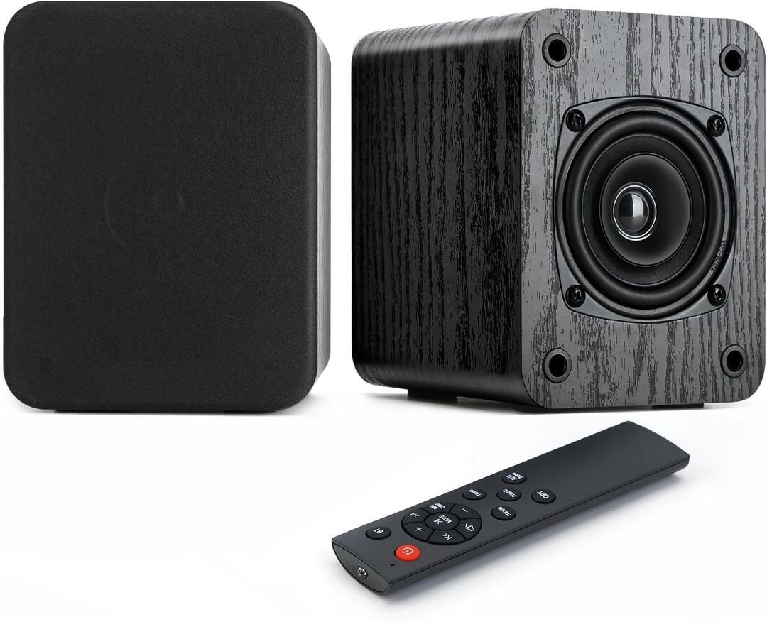 Saiyin Powered Bluetooth Bookshelf Speakers, 40W Record Player Speakers with 3'' Dual Cone Drivers for Full Range in Powerful Sound, Stereo Speakers for Turntable PC TV AUX/Optical/TV-ARC Input