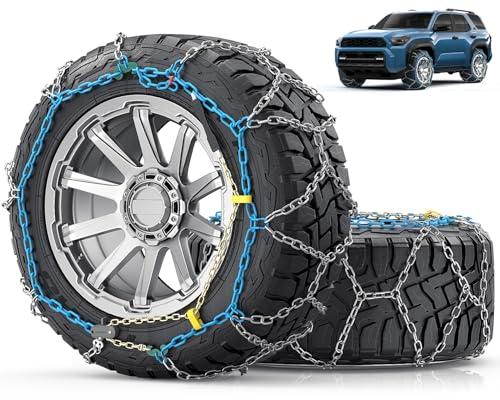Snow-Chains Easy Install Tire-Chains, One-Pull Fit Heavy-Duty Tire Snow Chains for Pickup Trucks & SUVs Off-road, Emergency Tire Traction Car Tires 265 275 285 295 305 315 - Set of 2 (SCRV275)