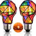 Stained Glass Light Bulb,Rainbow Painted Light Bulb,Mosaic Light Bulb,4W 120V,Multi Colored Colorful Light Bulb Indoor,Fun Romantic Light Bulbs,Unique Decorative Light Bulbs