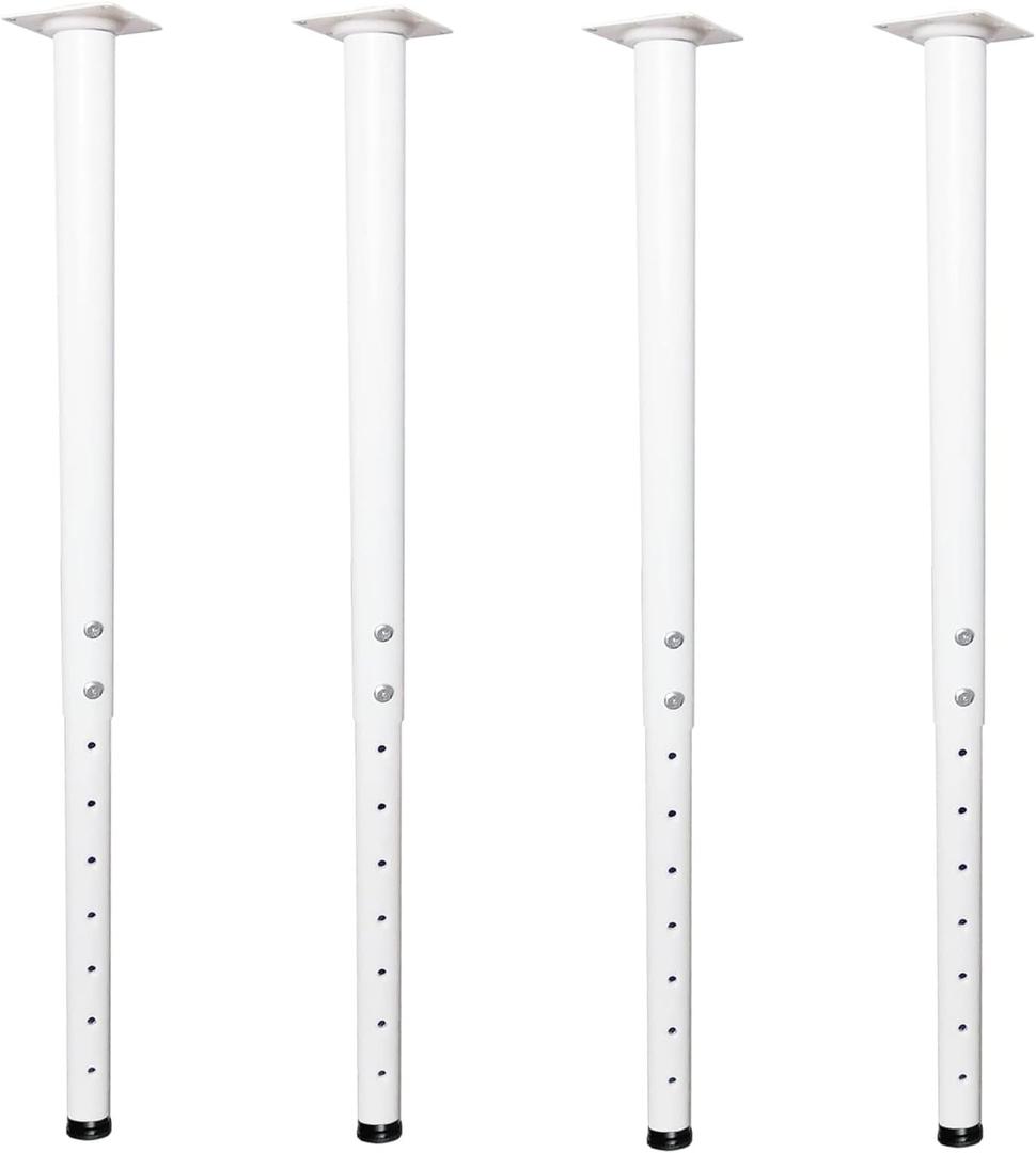 Jahof Adjustable Table Legs 22-36 inch (55-90 cm), Ø42/38 mm (4, White)
