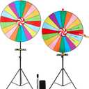 Gemscream 31.5 Inch Large Giant Prize Wheel Adjustable Height 55"-83" Floor Stand Fortune Roulette Wheel with Dry Erase Marker & Eraser, 20 Slots Spinner Game for Game Carnival and Trade Show