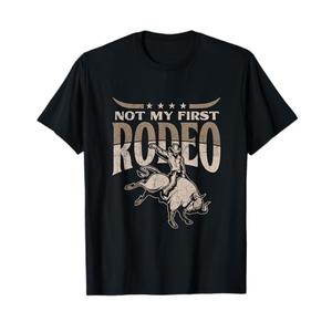 Funny Not My First Rodeo Design Humour T-Shirt Size M, Black