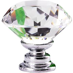 30mm Clear Crystal Glass Diamond Shape Cabinet Knob Drawer Cupboard Pull Handle 12pcs-Pack