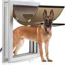 Durable Pet Door, Aluminum Door for Dog and Pets, Medium Doggie Door with Double Automatic Closing Magnetic Flaps, Ideal for Interior and Exterior Doors, Screen and Wall, Weather Resistant