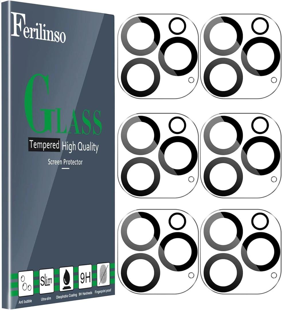 Ferilinso 6 Pack Camera Lens Protector for iPhone 16 Pro Max/iPhone 16 Pro [Phone Case Friendly], Accessories Camera Screen Protector Tempered Glass