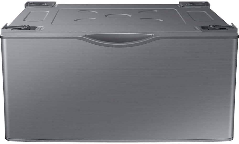 SAMSUNG 27-Inch Washer Dryer Pedestal Stand w/ Pull Out Laundry Storage Drawer, Stainless Steel, WE402NP/A3, Platinum