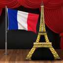 Leinuosen 6 ft Eiffel Tower Cardboard Cutout Stand up Lifesize French Theme Party Decoration Gold Eiffel Tower Photo Prop Backdrop Standup for France Night of Paris Theme Party Birthday Decor