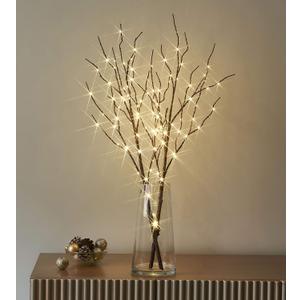 LITBLOOM Lighted Brown Willow Branches 32IN 100 LED with Timer Battery Operated, Tree Branch with Warm White Lights for Holiday Christmas Decoration Indoor Outdoor Use