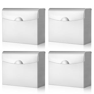 Tioncy 4 Pcs Sanitary Napkin Disposal Receptacle Stainless Steel Sanitary Napkin Receptacle Wall Mounted Tampon Disposal Bin Waste Tampon Holder Feminine Hygiene Container (Silvery White)