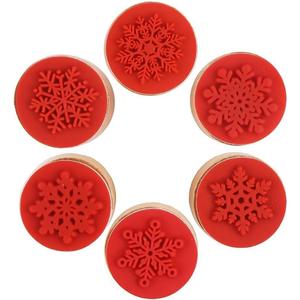 DECORA 6 Pieces Snowflake Floral Wooden Rubber Stamps for Card Making Scrapbooking and Crafts