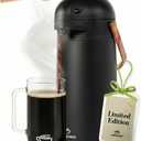 Thermal Coffee Carafe 102Oz w/Wood Trim, Keeps Coffee Hot for 12Hrs & Cold for 36Hrs-Premium Stainless Steel Carafe for Hot Liquids, Easy One-Handed Dispensing for Office, Home, Party, Durable Airpot