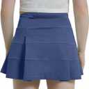 Husnainna Girls Tennis Skirt High Waisted Pleated Kids Skort Built-in Shorts School Athletic Golf with 3 Pockets (Blue)