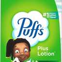 Puffs Plus Lotion Facial Tissues, 4 Family Boxes, 124 tissues per Box, Allergies and Colds