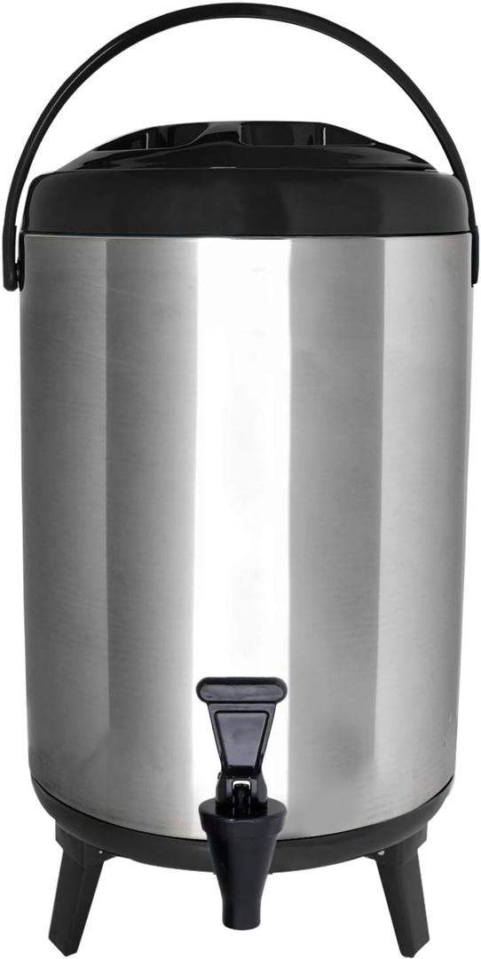 Stainless Steel Insulated Beverage Dispenser  Insulated Thermal Hot and Cold Coffee Carafe  12 Liter Drink Dispenser with Spigot for Hot Water, Tea & Coffee, Cold Milk, Juice & More BLACK