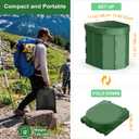 Portable Camping Toilet, Folding Toilet for Adults with Lid and Retractable Toilet Paper Holder, Waterproof Porta Potty with Carry Bag and Disposible Liners for Hiking, RV Travel, Road Trips, Green